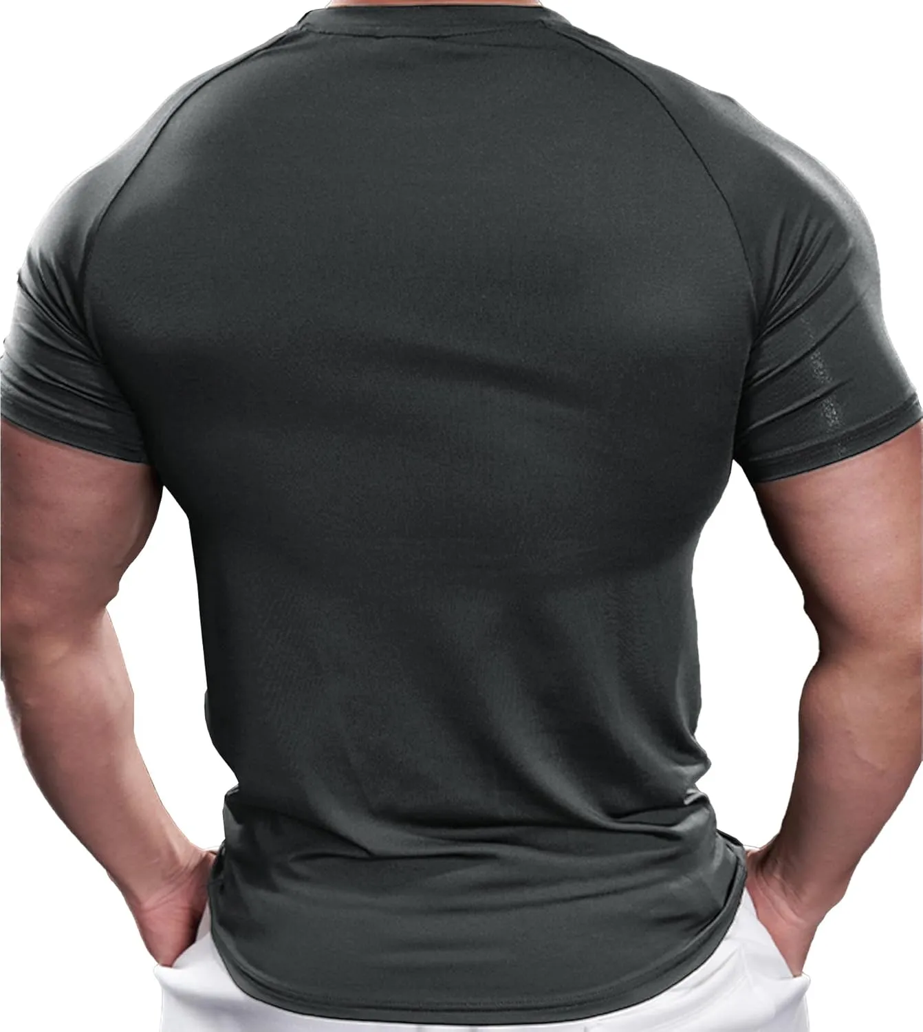 Fioboc Compression Shirts Active Crew Neck Tee Moisture Wicking Quick Dry Gym Running Shirts S-4XL