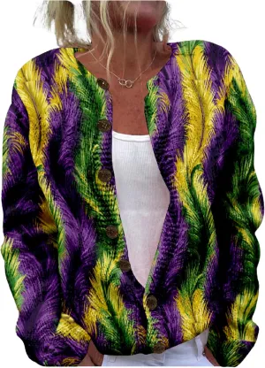 Floral Sweaters for Women Cardigan Button Up Crewneck Chunky Oversized Knitted Tunic 2024 Fall Cropped Sweaters