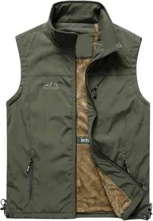 Flygo Men's Casual Lightweight Outdoor Travel Fishing Hunting Vest Jacket with Pockets