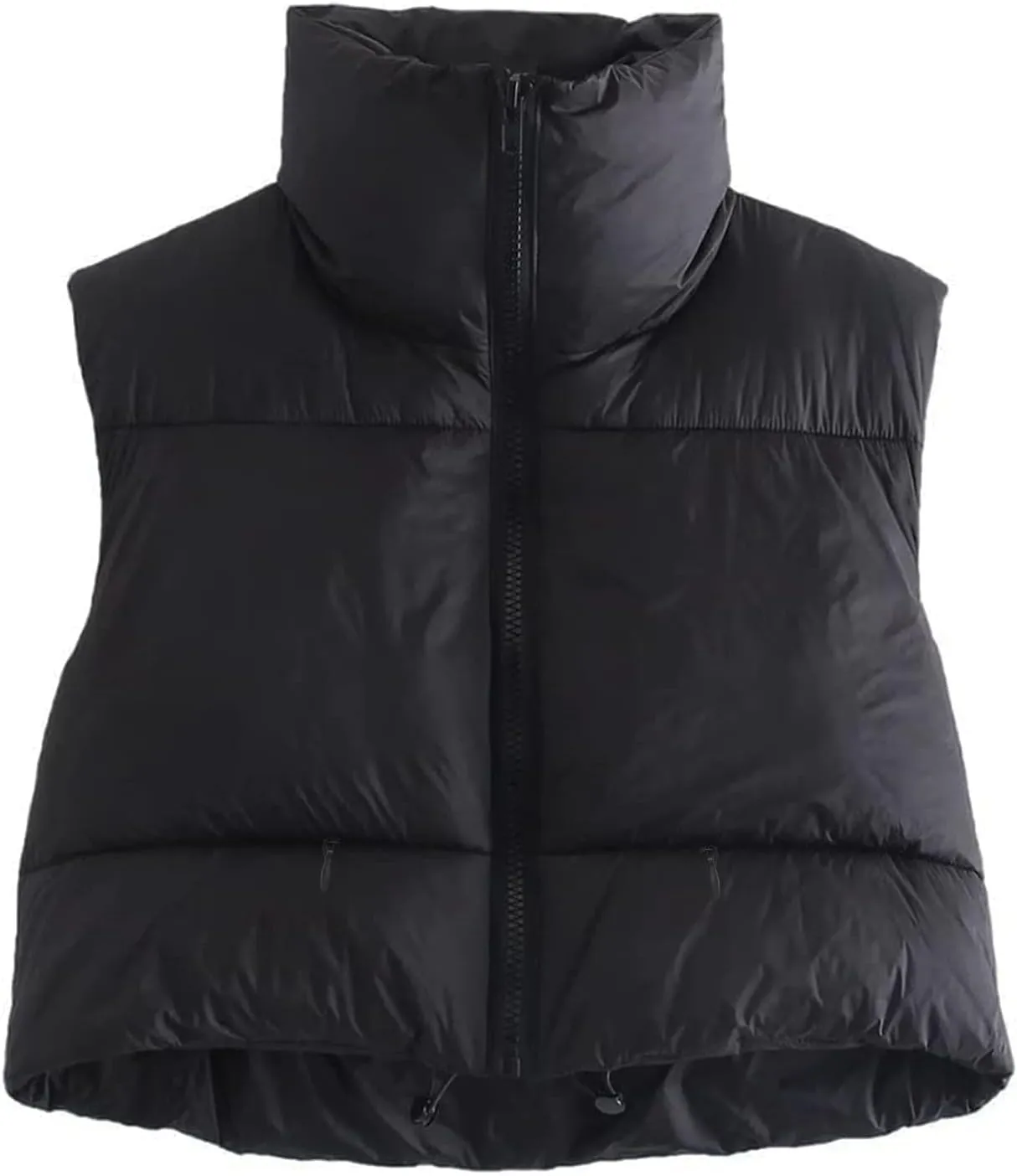Flygo Women's Cropped Puffer Vest Zip Up Stand Collar Sleeveless Padded Bubble Vest