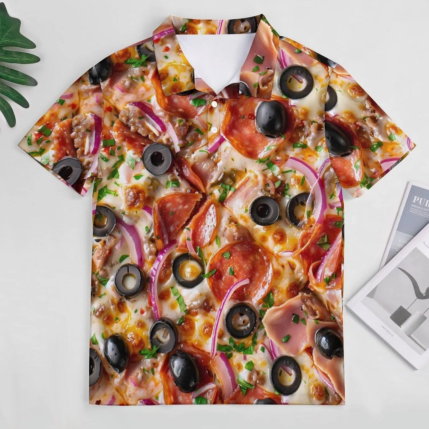 Food Pizza Mens Polo Shirts Quick Dry Short Sleeve Golf Slim Fit T Shirt
