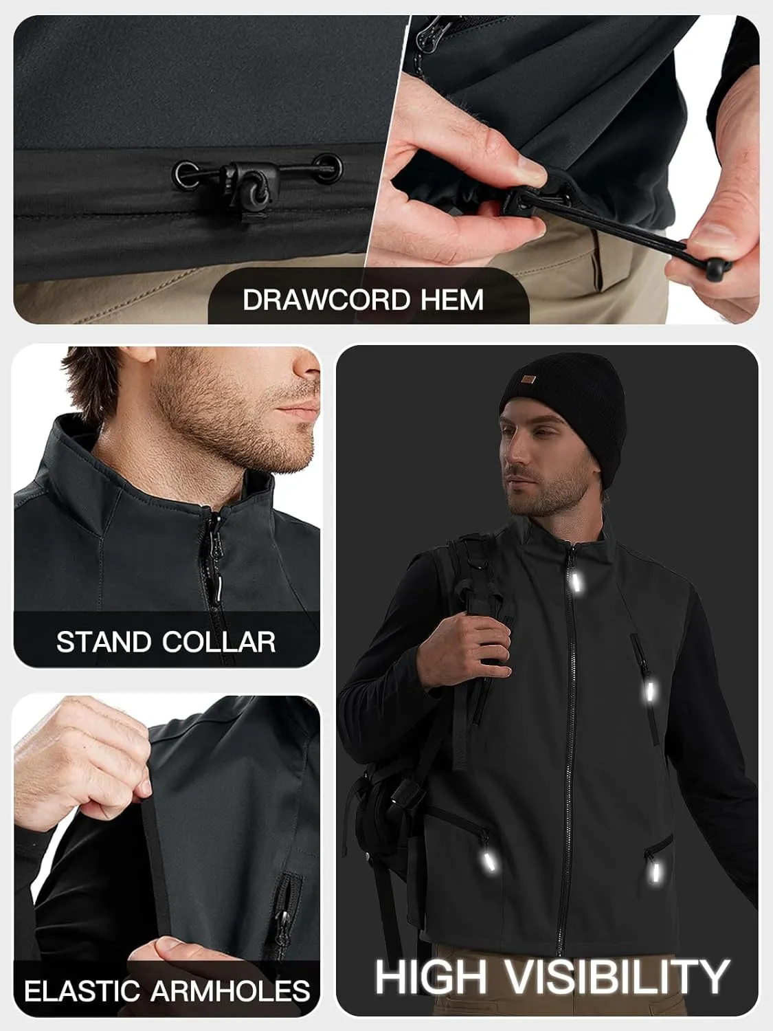 FREE SOLDIER Men's Lightweight Golf Vest Outerwear Windproof Reversible Sleeveless Softshell Jacket Running Vest