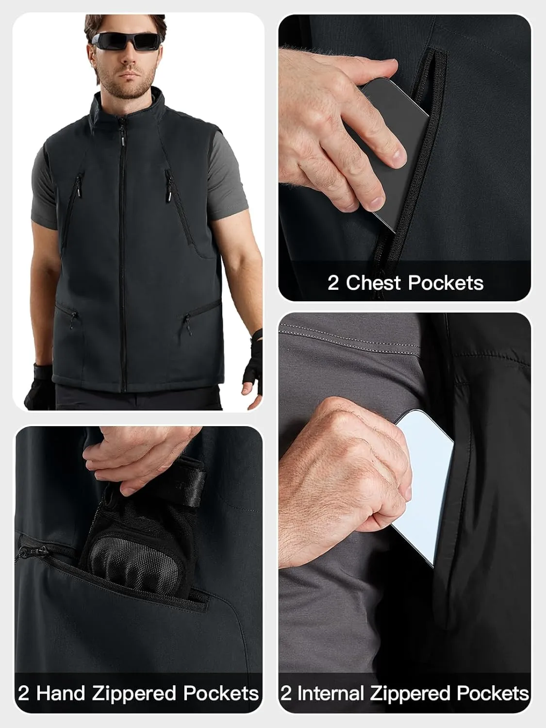 FREE SOLDIER Men's Lightweight Golf Vest Outerwear Windproof Reversible Sleeveless Softshell Jacket Running Vest