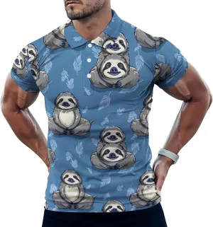 Funny Sloth Mens Polo Shirts Quick Dry Short Sleeve Golf Slim Fit T Shirt