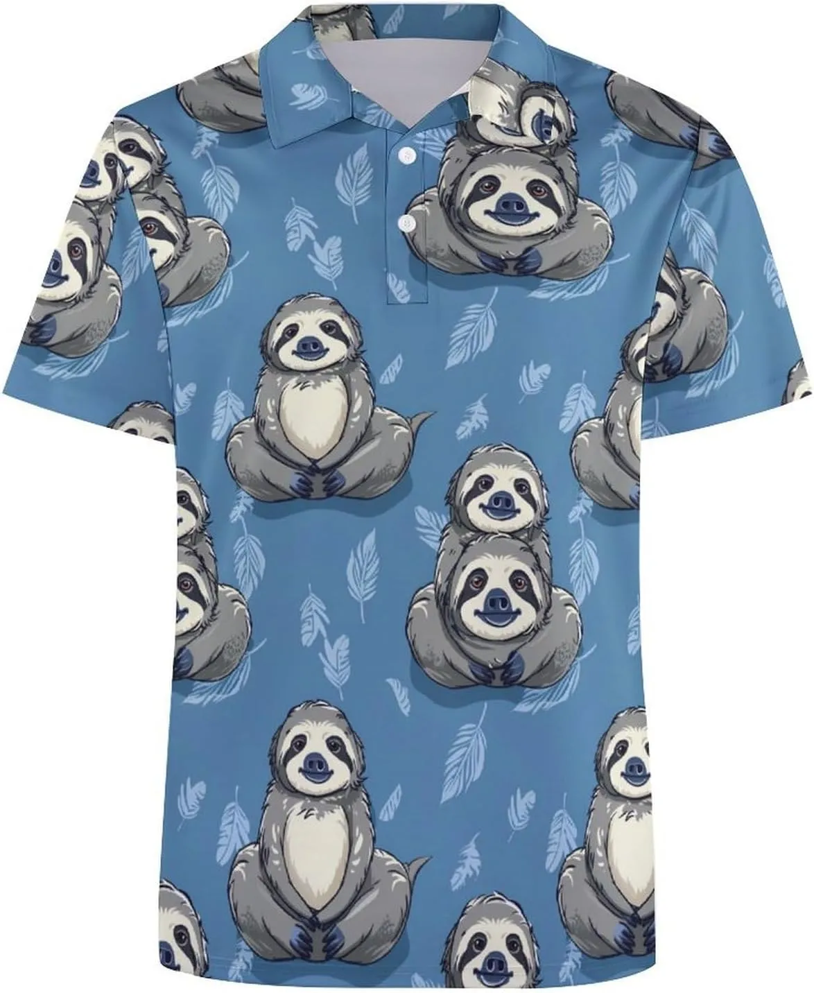 Funny Sloth Mens Polo Shirts Quick Dry Short Sleeve Golf Slim Fit T Shirt