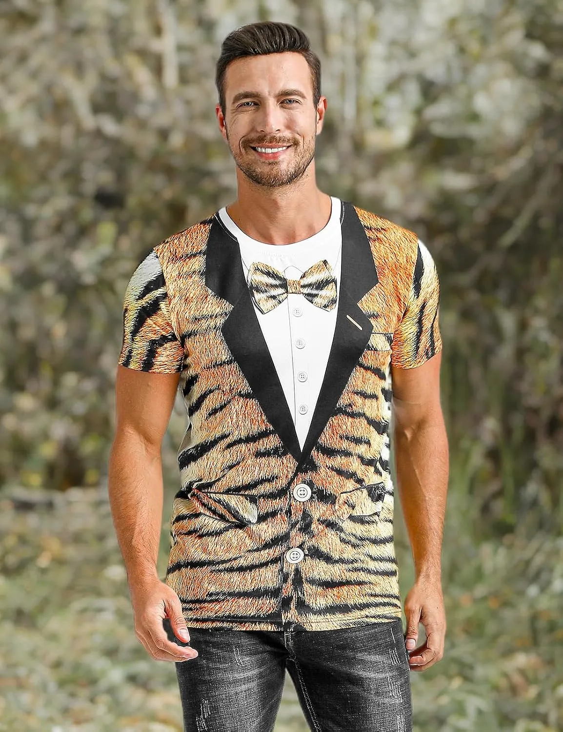 Funny World Men's Animal Print Tuxedo T-Shirts
