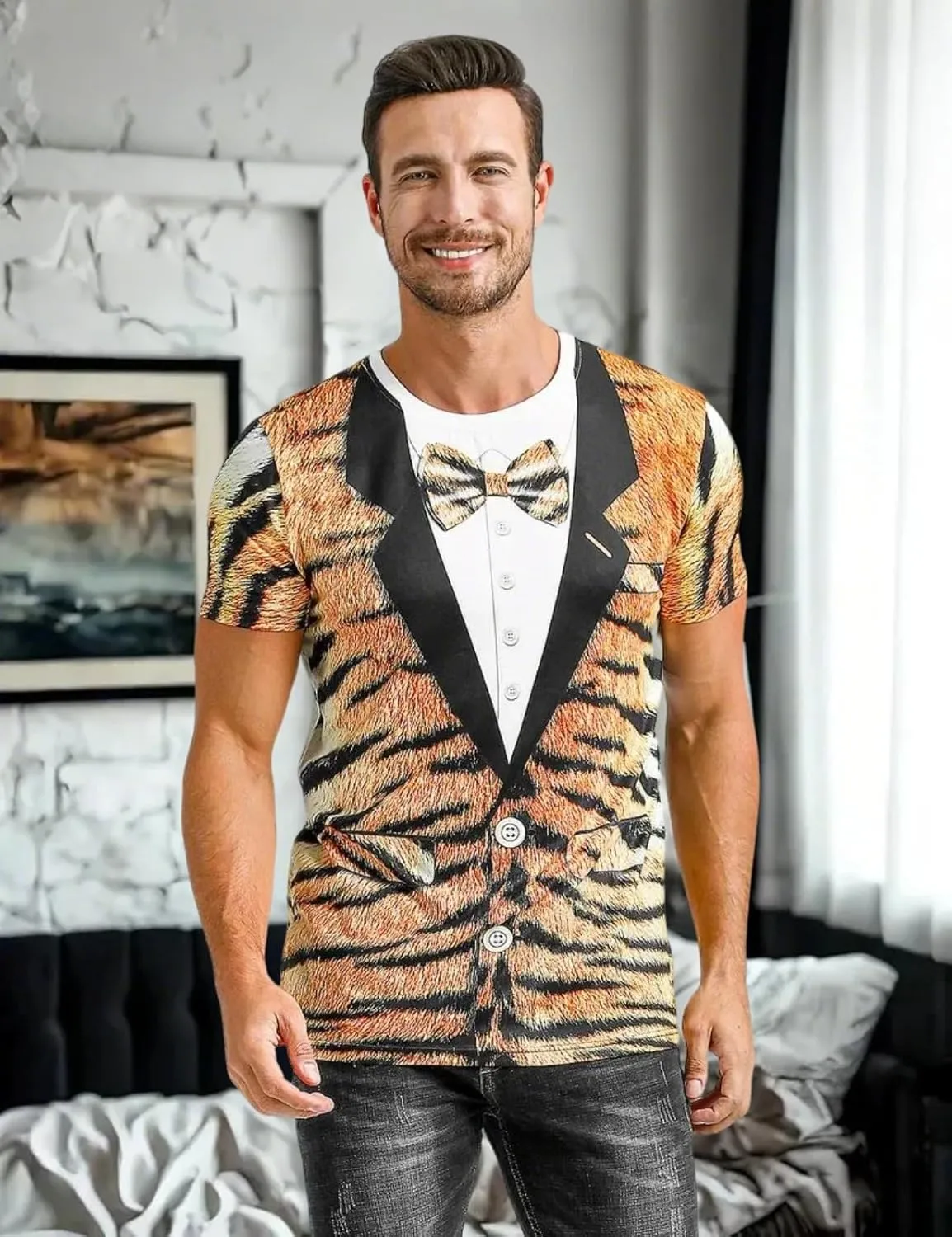 Funny World Men's Animal Print Tuxedo T-Shirts