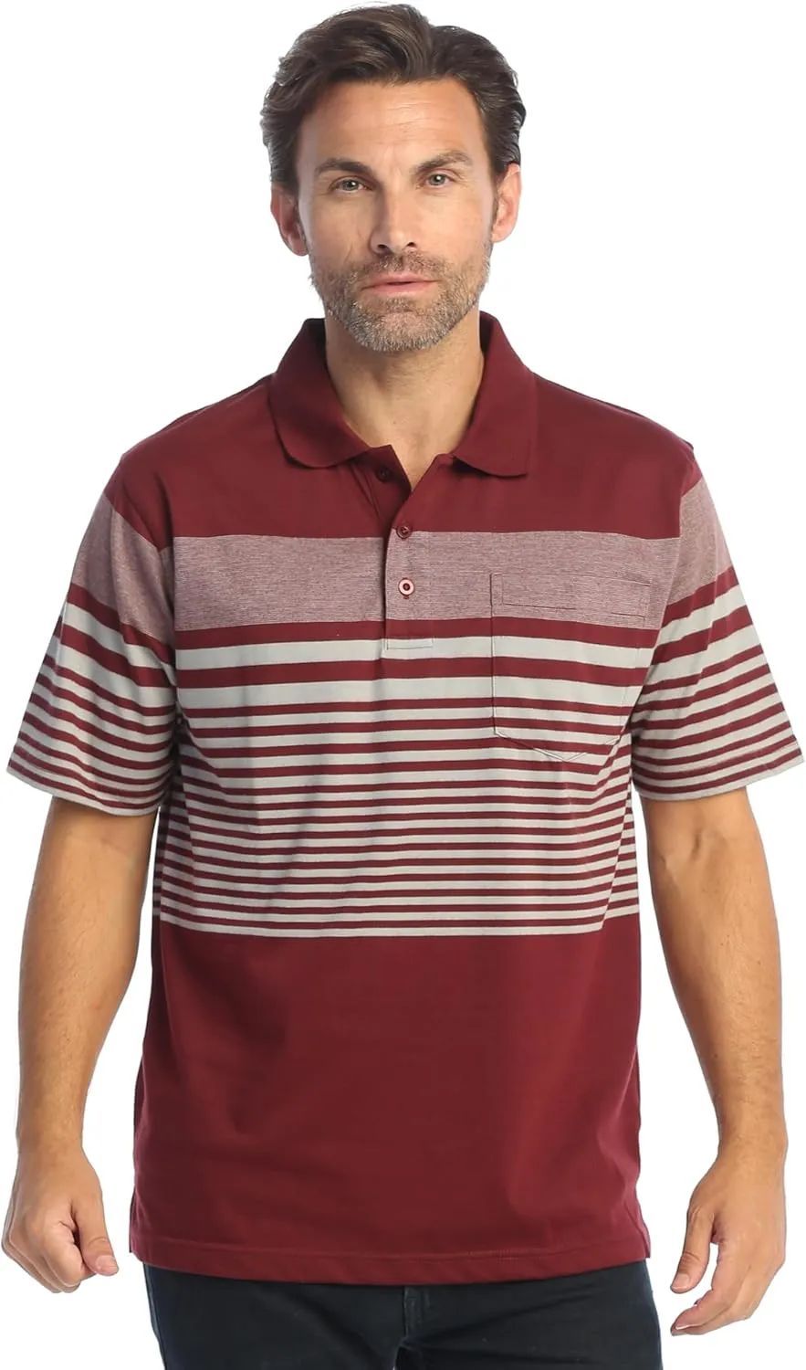 Gioberti Mens Multiple Stripe Polo Shirt with Pocket