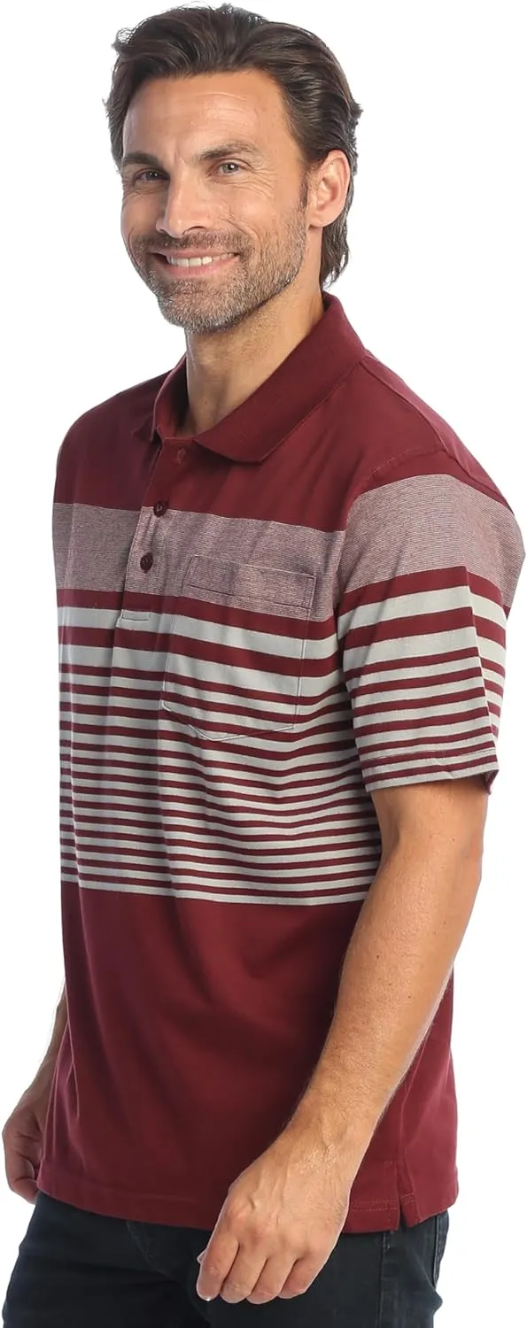 Gioberti Mens Multiple Stripe Polo Shirt with Pocket