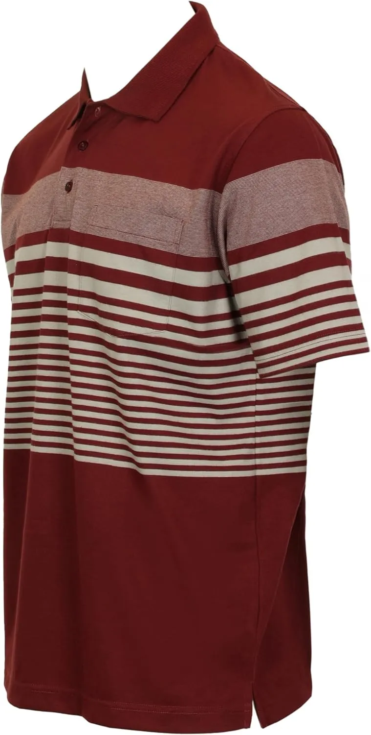 Gioberti Mens Multiple Stripe Polo Shirt with Pocket