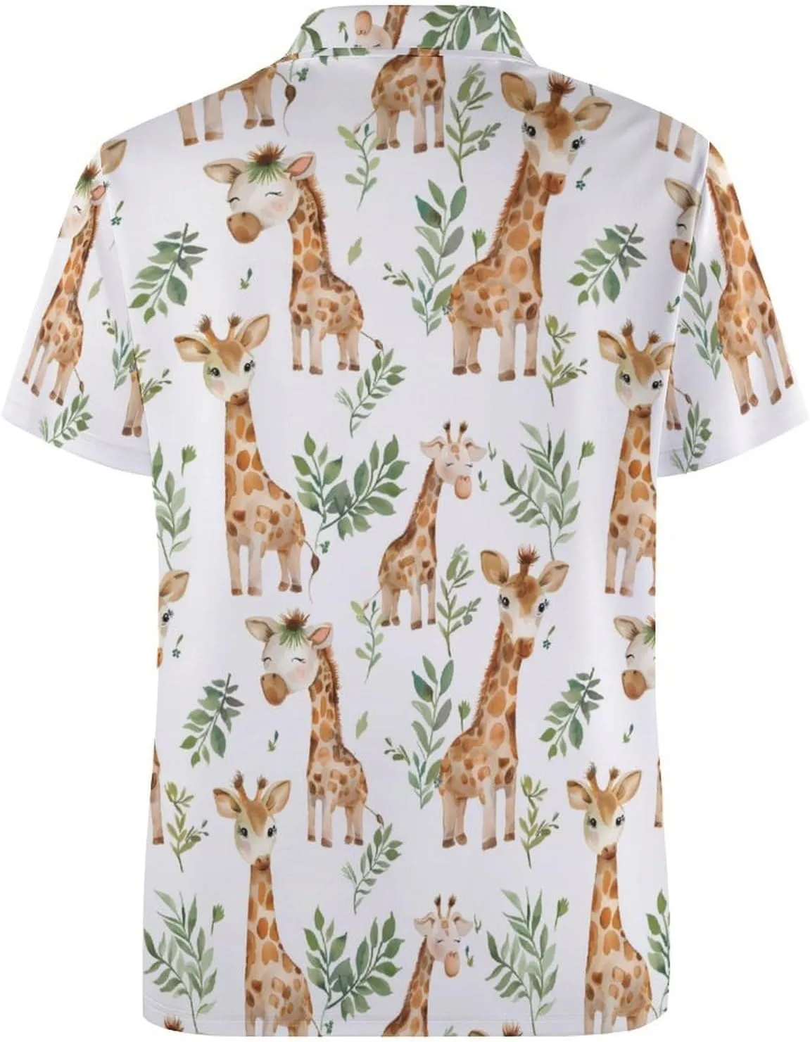 Giraffe Watercolor Mens Polo Shirts Quick Dry Short Sleeve Golf Slim Fit T Shirt