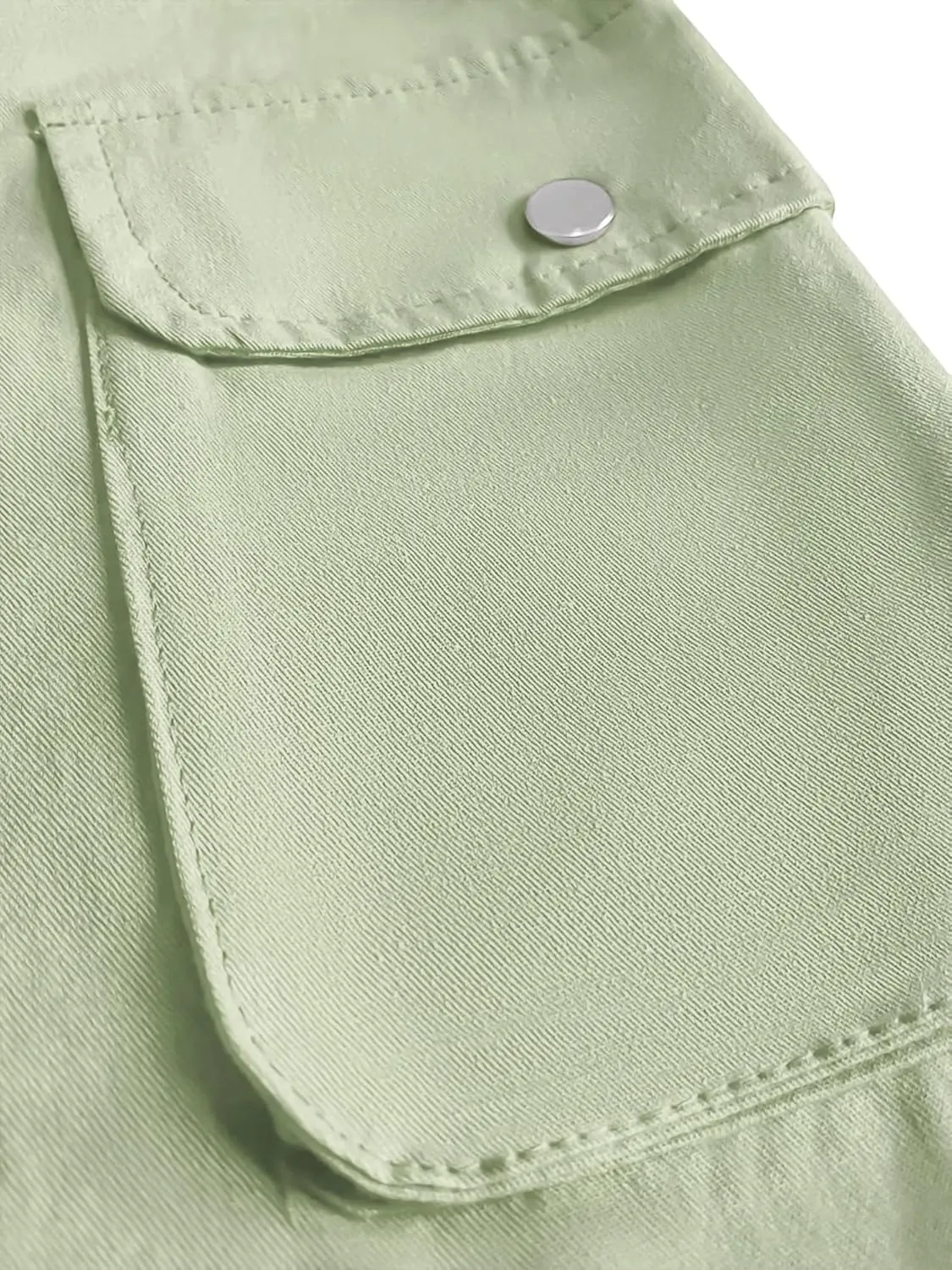 Girl's Elastic High Waist Cargo Pants Wide Leg Trousers with Flap Pocket, 3-14 Years