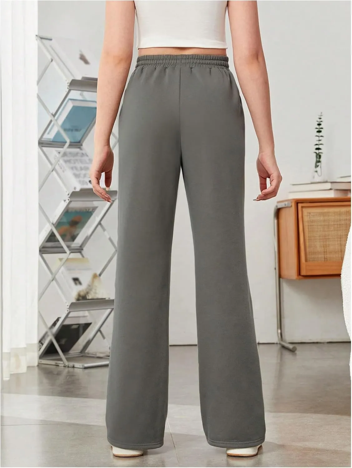 Girl's Jogger Sweatpants High Waist Wide Leg Baggy Pants Casual Gym Workout Pants