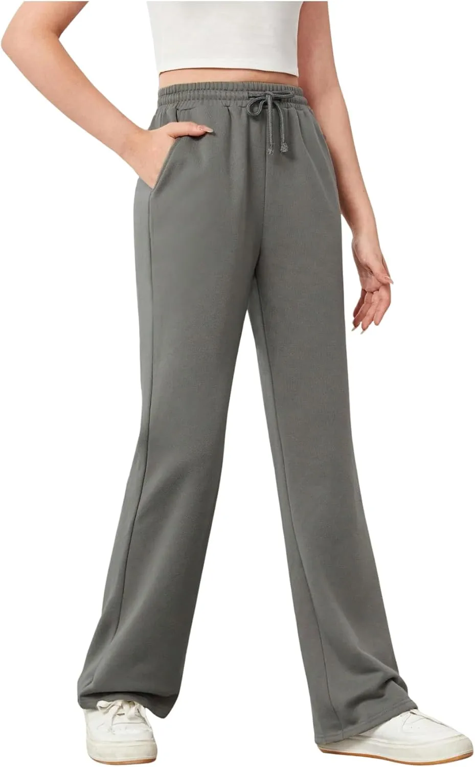 Girl's Jogger Sweatpants High Waist Wide Leg Baggy Pants Casual Gym Workout Pants