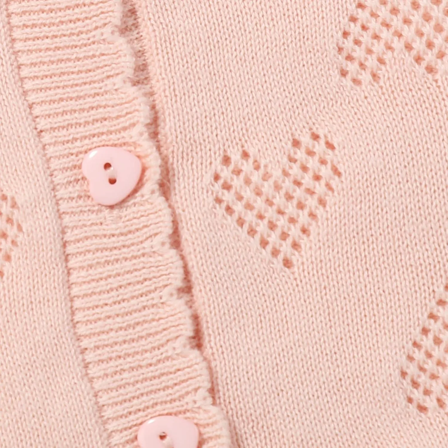 Girls' Knitted Cardigan Long-Sleeved Round Neck Spring Thin Sweater Newborn Baby Girl Cotton Heart-Shaped Sweater Coat