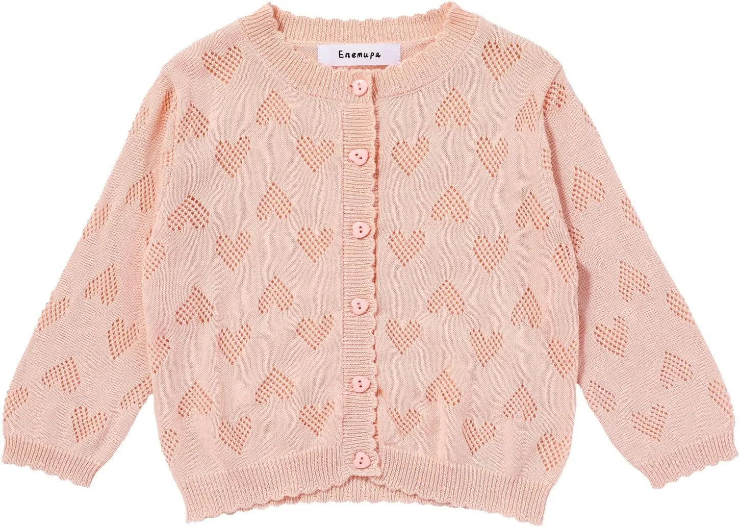 Girls' Knitted Cardigan Long-Sleeved Round Neck Spring Thin Sweater Newborn Baby Girl Cotton Heart-Shaped Sweater Coat