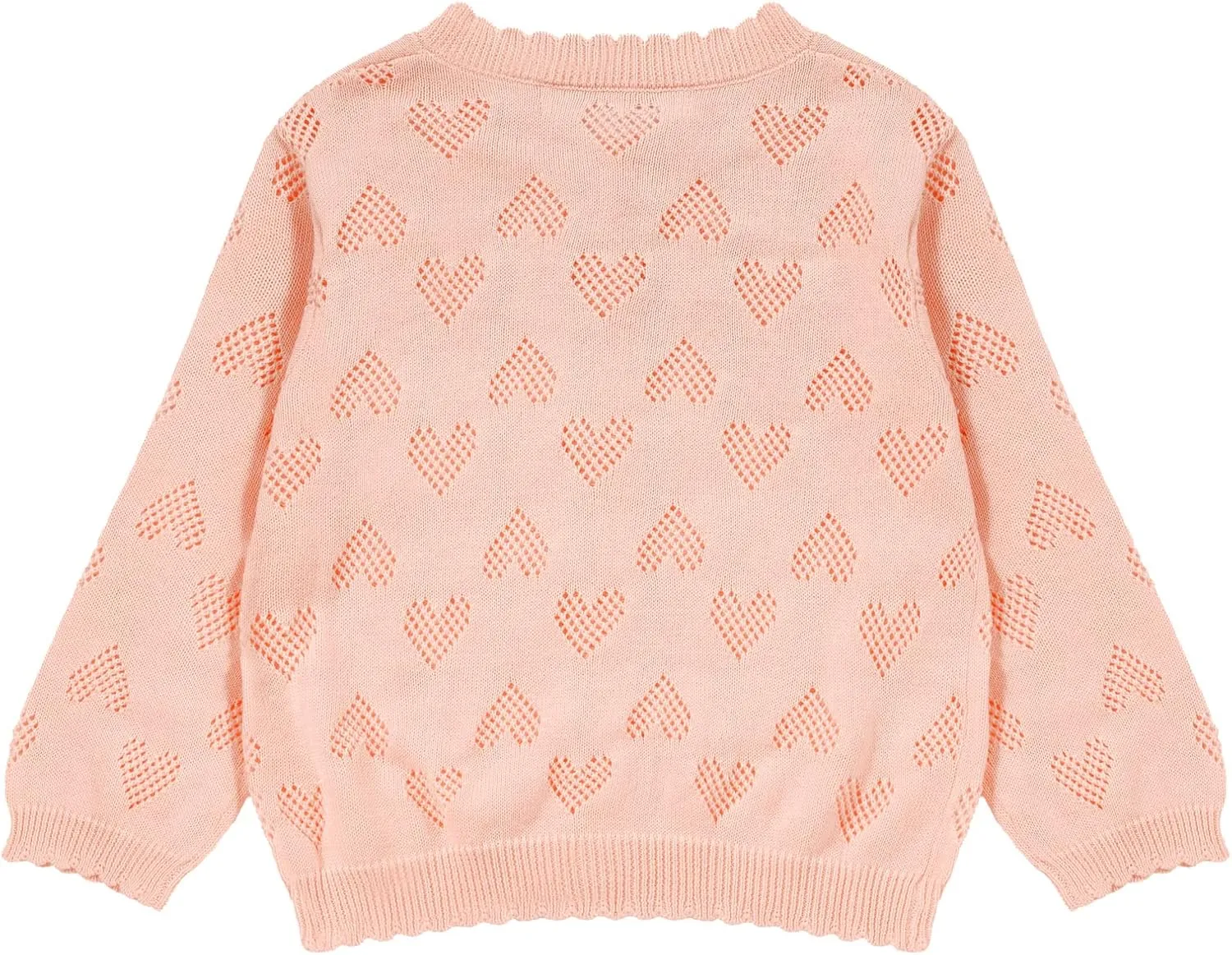 Girls' Knitted Cardigan Long-Sleeved Round Neck Spring Thin Sweater Newborn Baby Girl Cotton Heart-Shaped Sweater Coat
