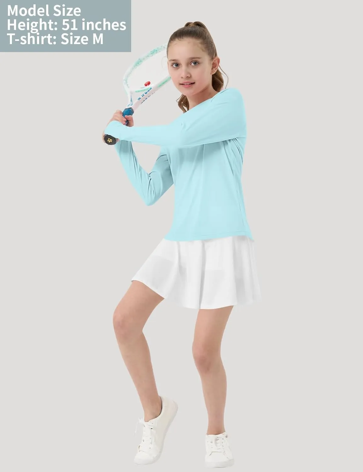 Girl's Rash Guard Swim Shirts Sun Shirt UV Protection Long Sleeve Tops Quick Dry Lightweight UPF 50 