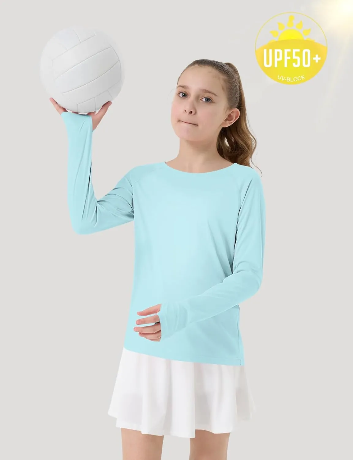 Girl's Rash Guard Swim Shirts Sun Shirt UV Protection Long Sleeve Tops Quick Dry Lightweight UPF 50 