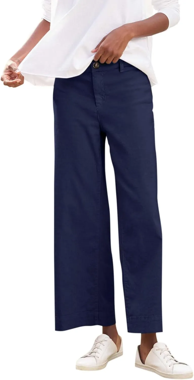 GOFULY Linen Pants for Women Casual Wide Straight Leg High Rise Casual Palazzo Pants 2025 Summer Solid Trousers with Pockets