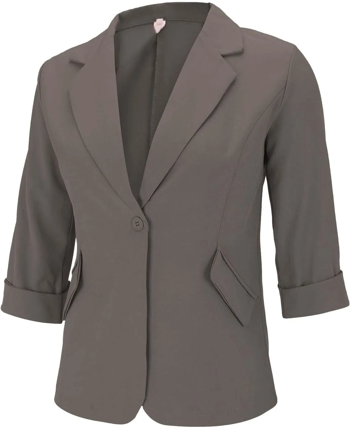 GOKKILRW Womens Blazers Petite Ladies Coats 3/4 Sleeve One Button Lapel Collared Formal Jackets Business Office Work Suits