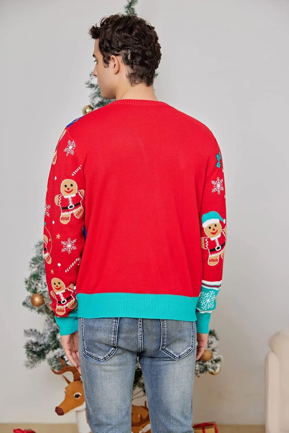 Goodstoworld Men's 2024 Ugly Christmas Cardigan Cozy Pullover Sweater V Neck Buttons Soft Knitwear