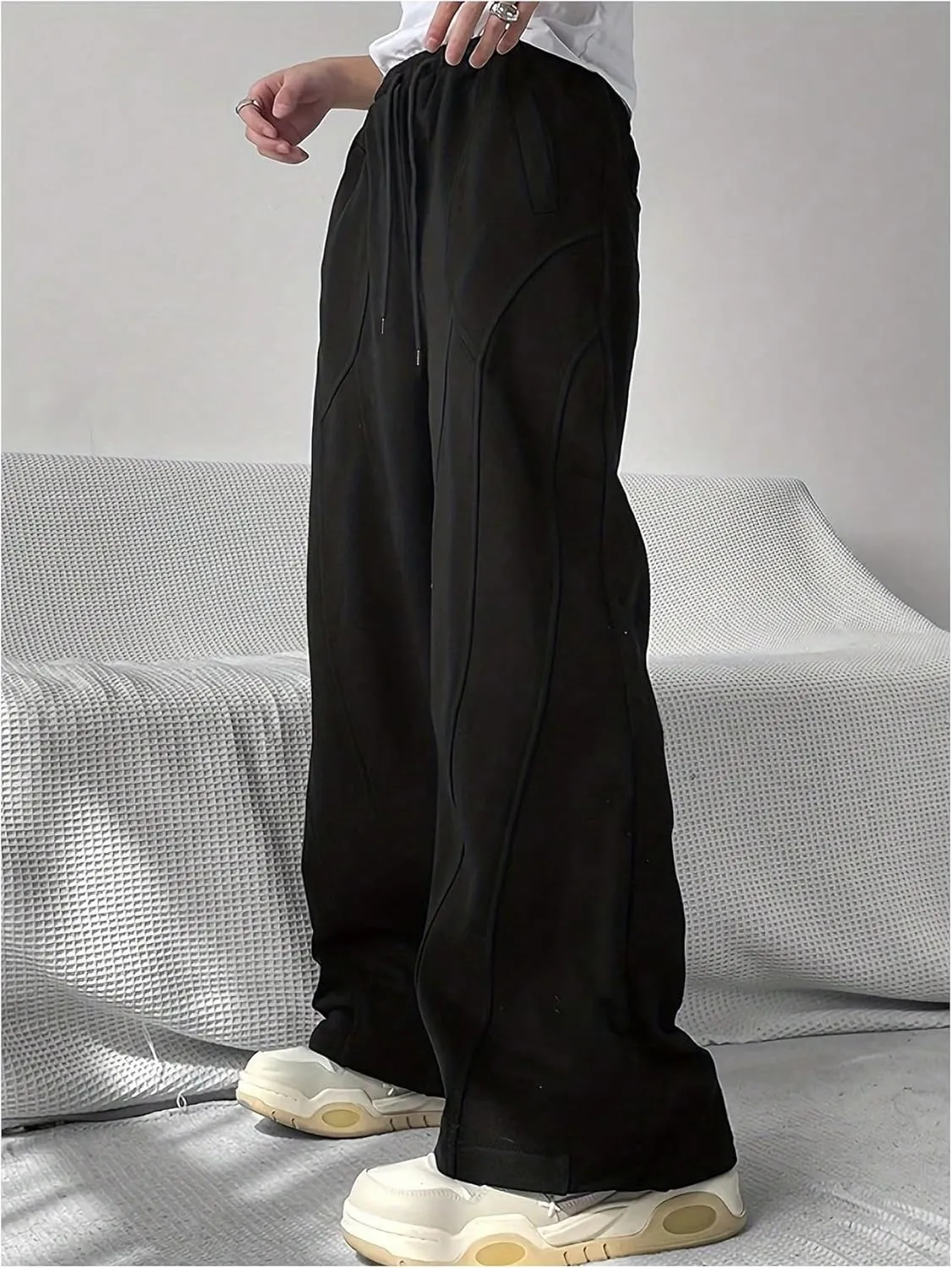 GORGLITTER Men's Flared Sweatpants Baggy Wide Leg Oversized Track Pants Trousers with Pockets