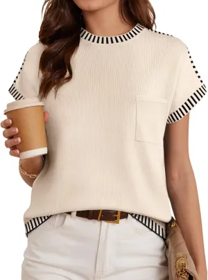 GRACE KARIN Womens Cap Sleeve Sweater Vest Crewneck Knit Casual Sweater Trendy 2025 Y2K Summer Shirt Tops
