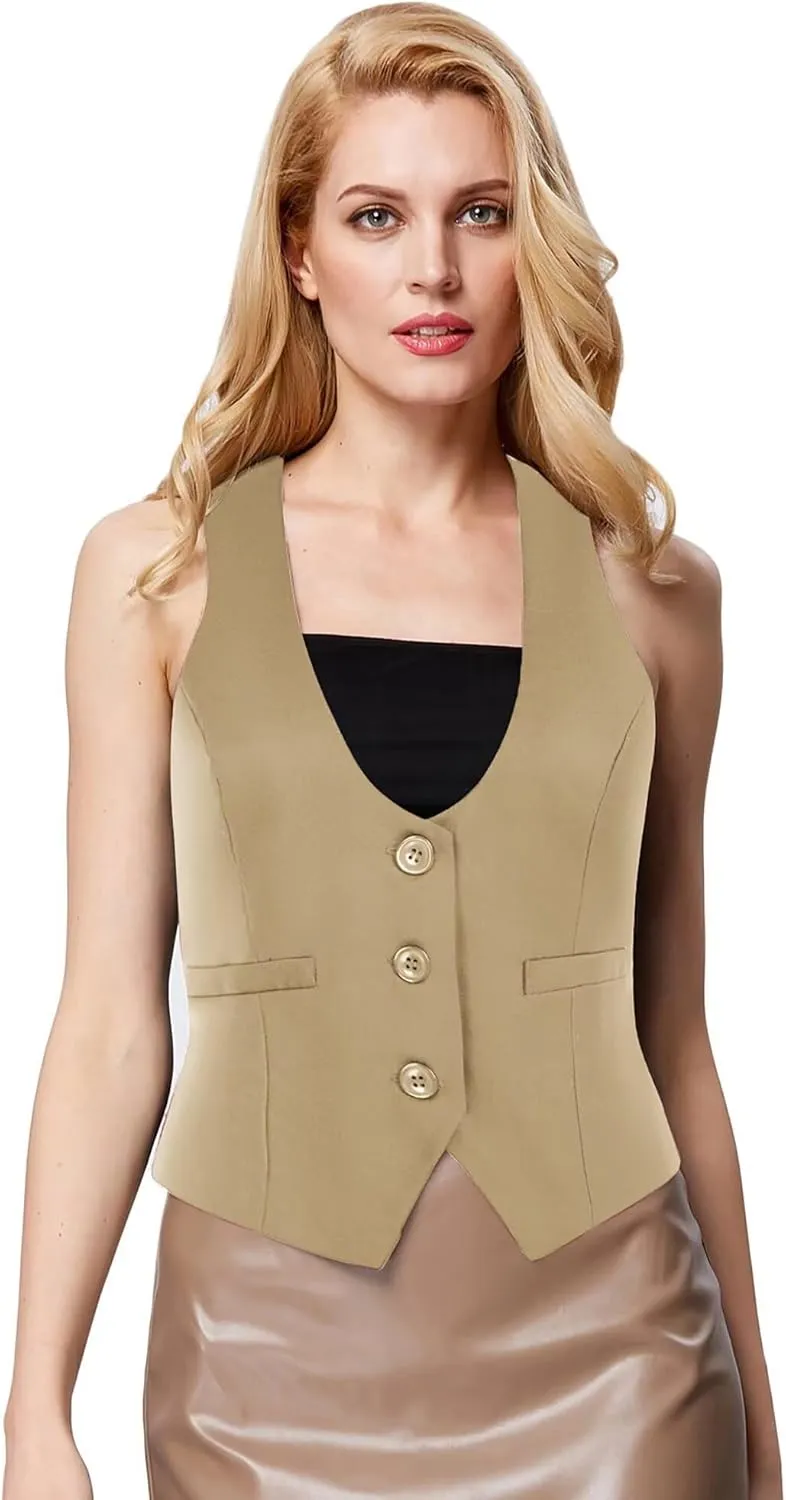 GRACE KARIN Womens Vest Top 2025 Trendy Academia Steampunk Waistcoat Racerback Vest BlazerRuns Small, Suggest Size Up