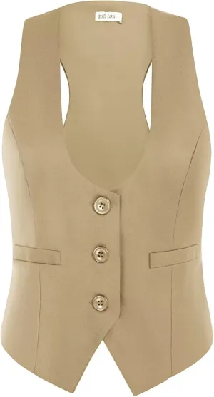 GRACE KARIN Womens Vest Top 2025 Trendy Academia Steampunk Waistcoat Racerback Vest BlazerRuns Small, Suggest Size Up
