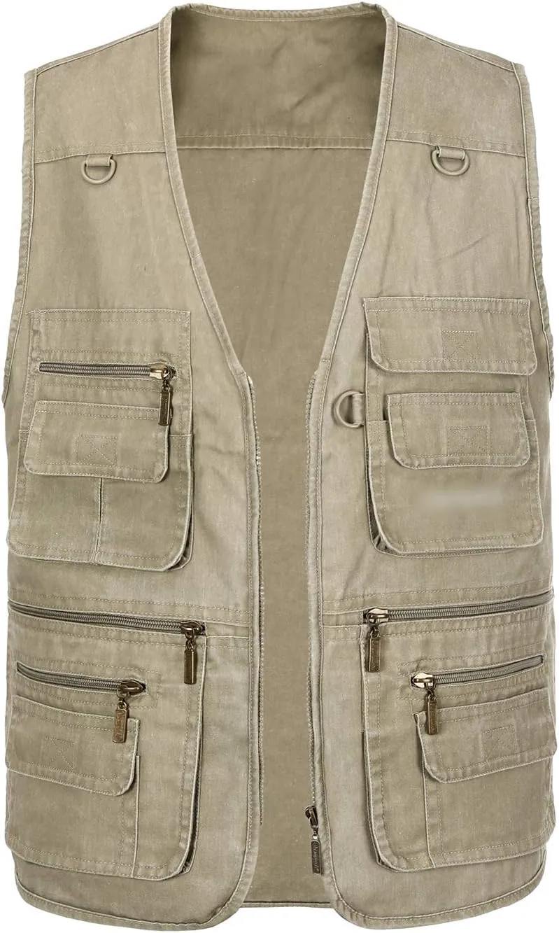 Hbufnha Men's Denim Vest Outdoor Casual Multi Pocket Sleeveless Jacket Jean Work Travel Utility Vest