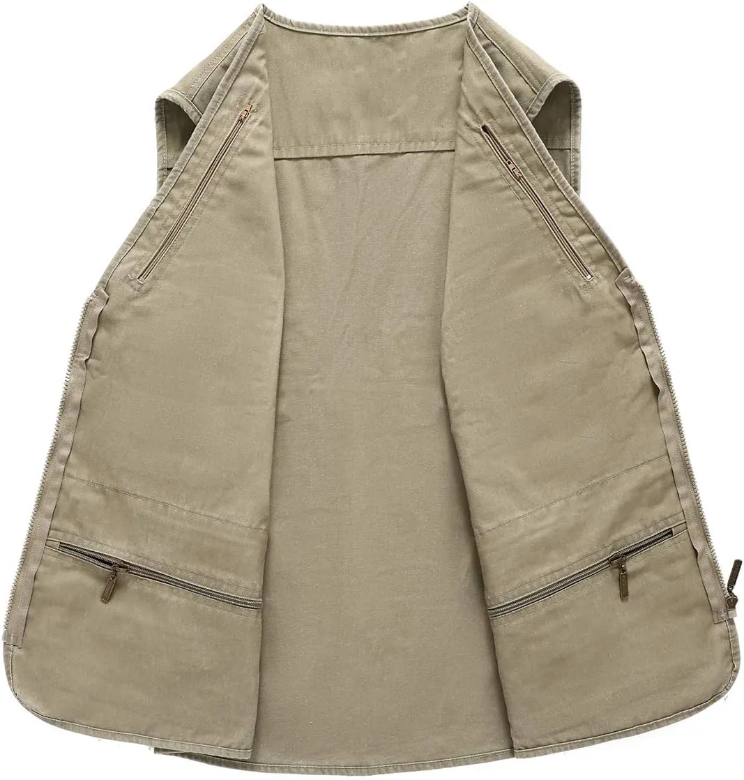 Hbufnha Men's Denim Vest Outdoor Casual Multi Pocket Sleeveless Jacket Jean Work Travel Utility Vest