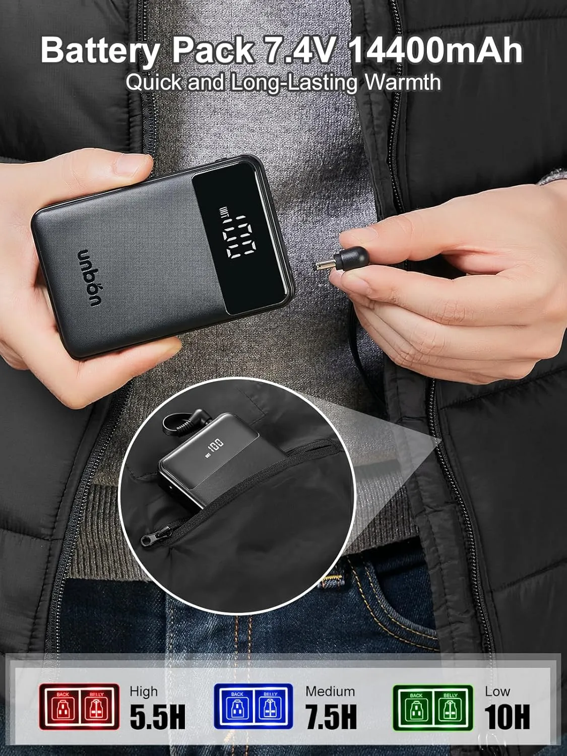 Heated Vest for Men Women, Men's Heated Vest with Battery Pack 5V/7.4V 14400mAh, Mens Womens Rechargeable Electric Vest