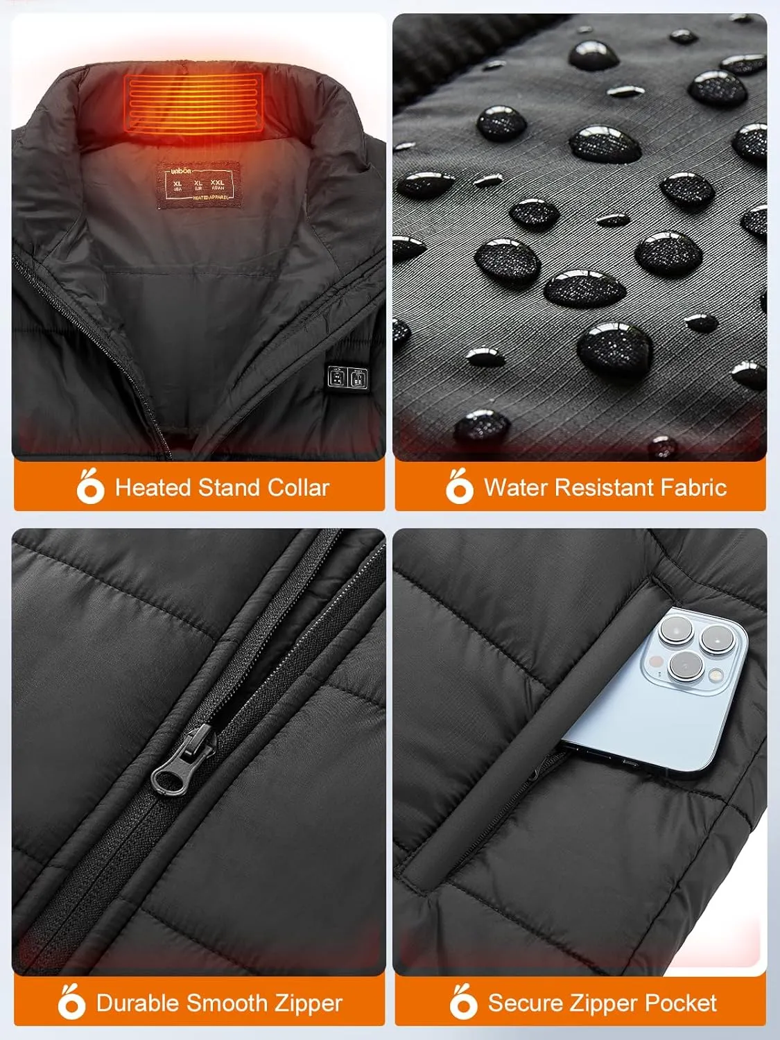Heated Vest for Men Women, Men's Heated Vest with Battery Pack 5V/7.4V 14400mAh, Mens Womens Rechargeable Electric Vest
