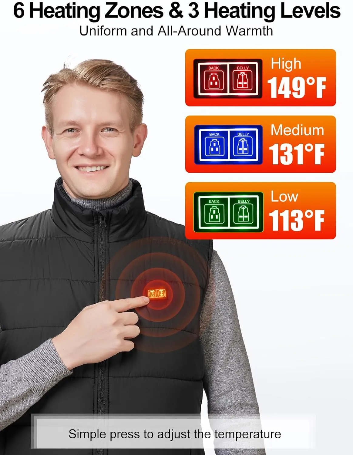 Heated Vest for Men Women, Men's Heated Vest with Battery Pack 5V/7.4V 14400mAh, Mens Womens Rechargeable Electric Vest
