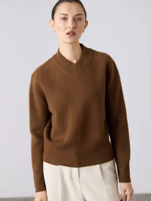 High V-Neck Sweater - Chestnut