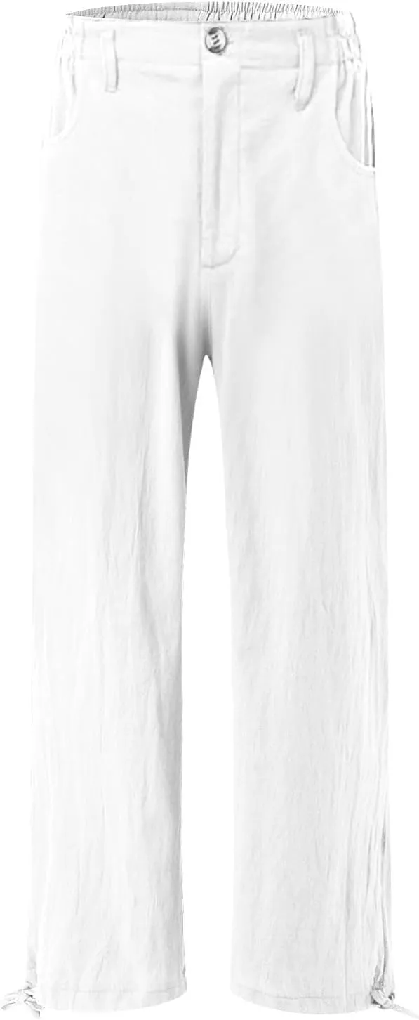 High Waisted Wide Leg Pants for Women 2024 Trendy Boho Flowy Palazzo Pant Summer Casual Lounge Trousers with Pockets