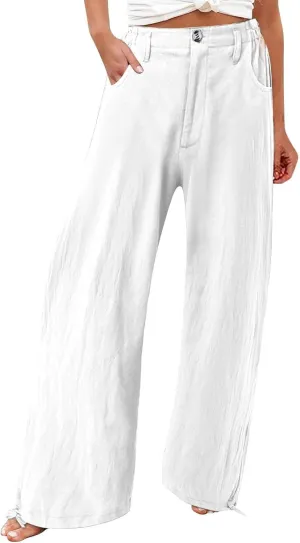 High Waisted Wide Leg Pants for Women 2024 Trendy Boho Flowy Palazzo Pant Summer Casual Lounge Trousers with Pockets