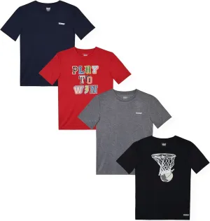 Hind Boys T-Shirts for Kids 4-Pack Tee Shirts for Boys Clothing Youth Quick-Dry Long and Short Sleeve T Shirts
