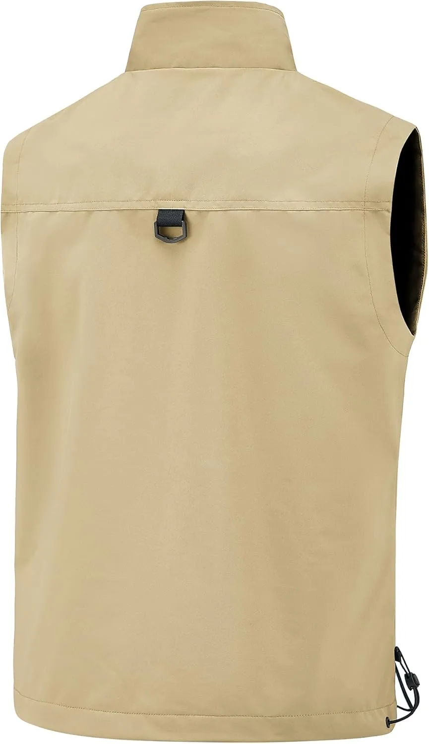 Hixiaohe Mens Vest Golf Outwear Windproof Lightweight Softshell Vest Photo Hiking Travel Work Sleeveless Jacket with Pockets