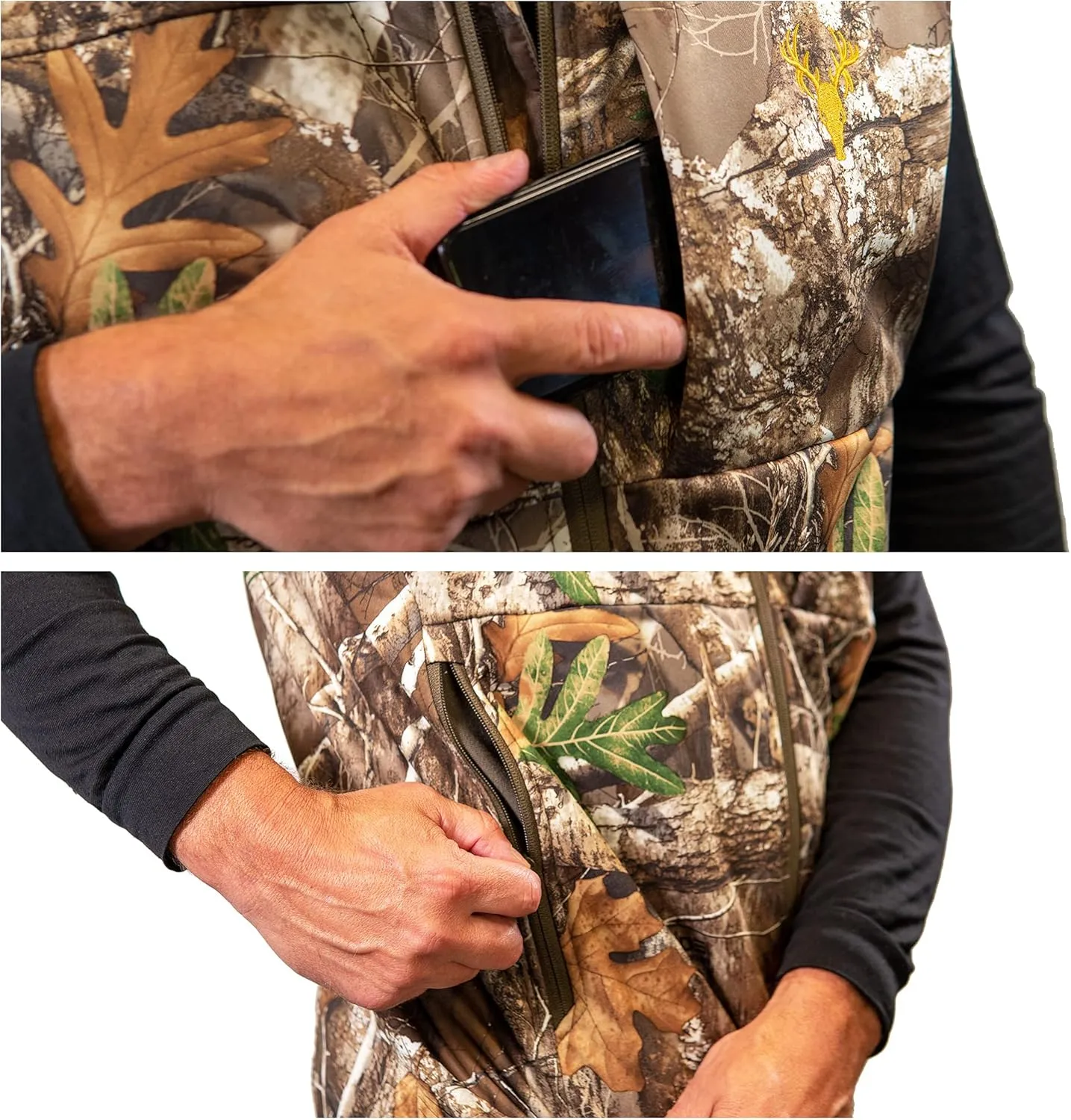 HOT SHOT Men's Camo Softshell Vest, Midweight Waterproof Fleece-Lined Outdoor Vest for Hunting, Fishing, Hiking, Camping