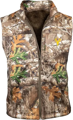 HOT SHOT Men's Camo Softshell Vest, Midweight Waterproof Fleece-Lined Outdoor Vest for Hunting, Fishing, Hiking, Camping