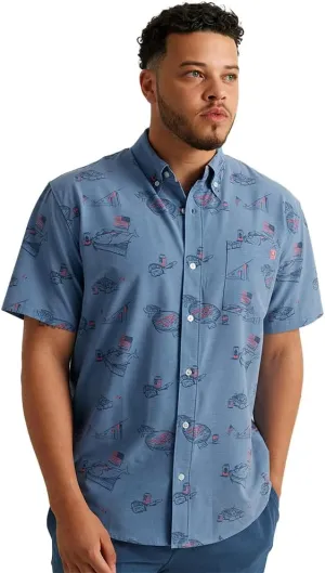 HUK Men's Kona Pattern Short Sleeve Fishing Button Down Shirt
