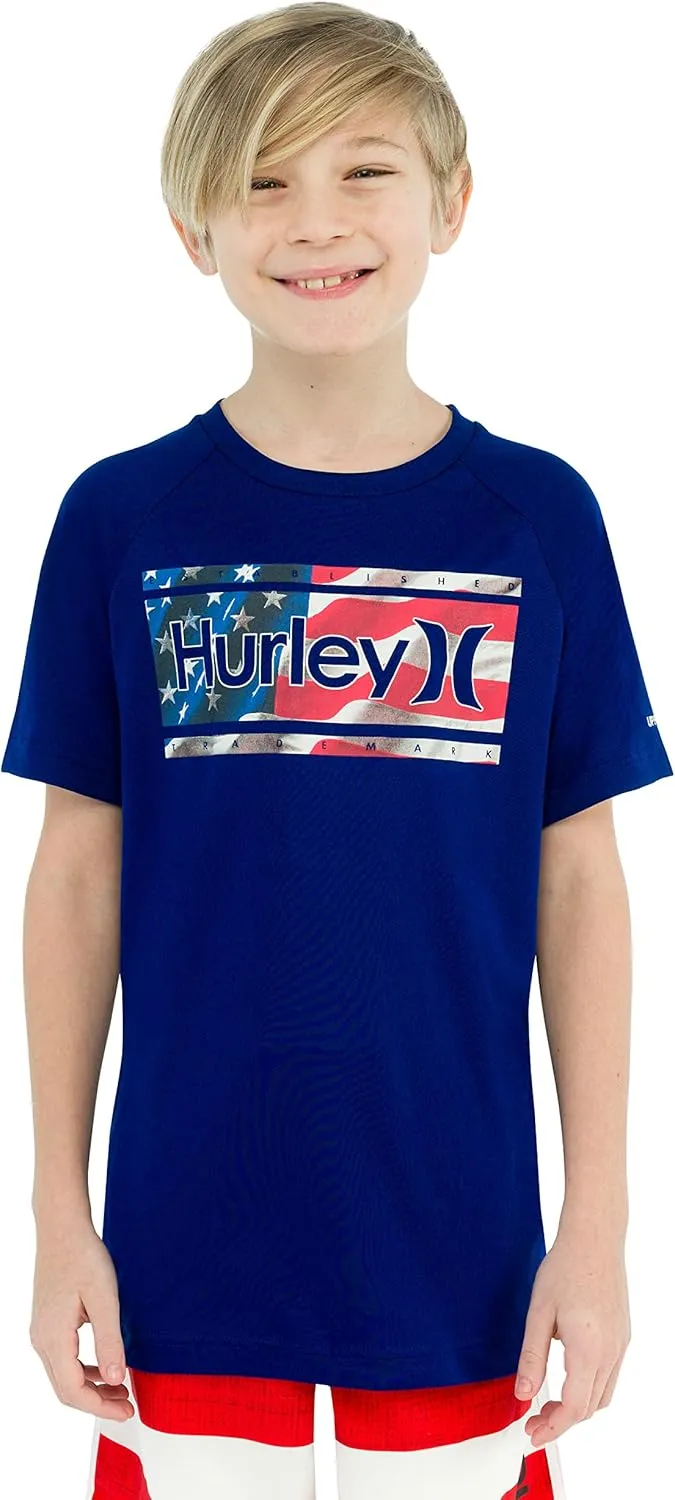 Hurley Boys' UPF 50  Rash Guard Swim Shirt