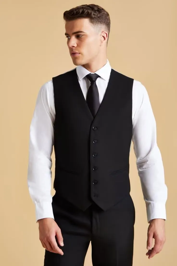 HUUTOE Mens Vest and Pants Suit 2 Piece Slim Fit Suits for Wedding Grooms Dress Waistcoat Pants Casual Prom Tuxedo Set