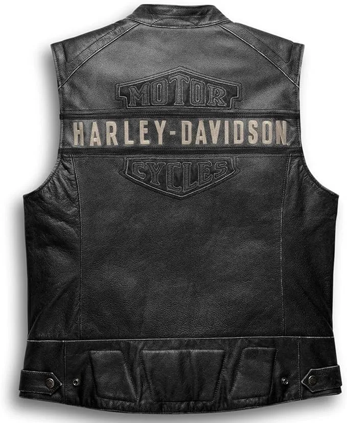 Iconic HD Mens Passing Link Real Leather Biker Vest Motorcycle Road Warrior Vest