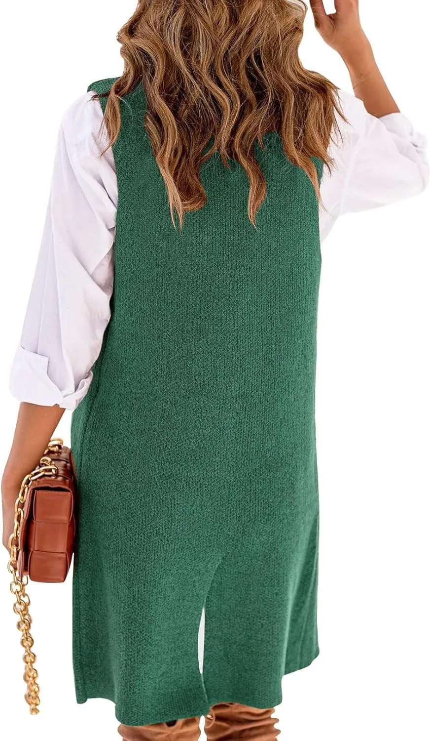IDEALSANXUN Womens Long Sweater Vest Fall Winter Sleeveless Knit Cardigan Outerwear