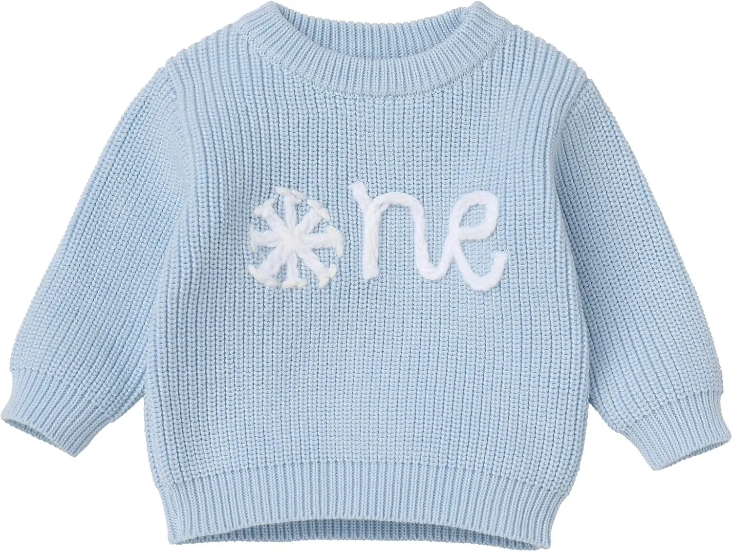 IDOPIP Toddler Baby Girls First Birthday Outfit Boho Embroidery One Sweater Top Knit Pullover Sweatshirt Fall Winter Clothes