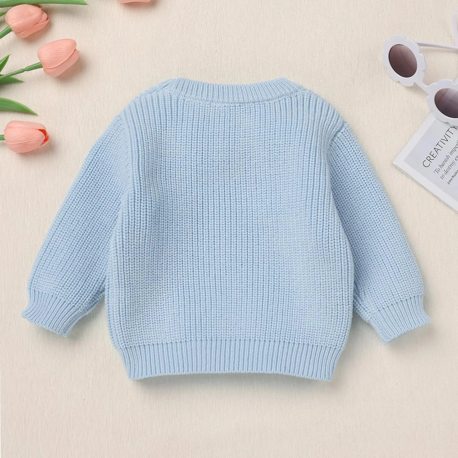 IDOPIP Toddler Baby Girls First Birthday Outfit Boho Embroidery One Sweater Top Knit Pullover Sweatshirt Fall Winter Clothes