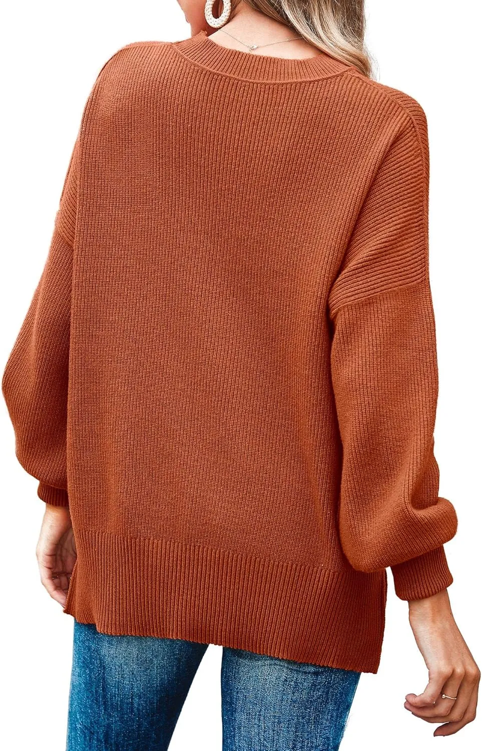 Imily Bela Womens Oversized Tunic Sweaters Fall Slouchy Long Sleeve Ribbed Knit Side Slit Pullover Jumper